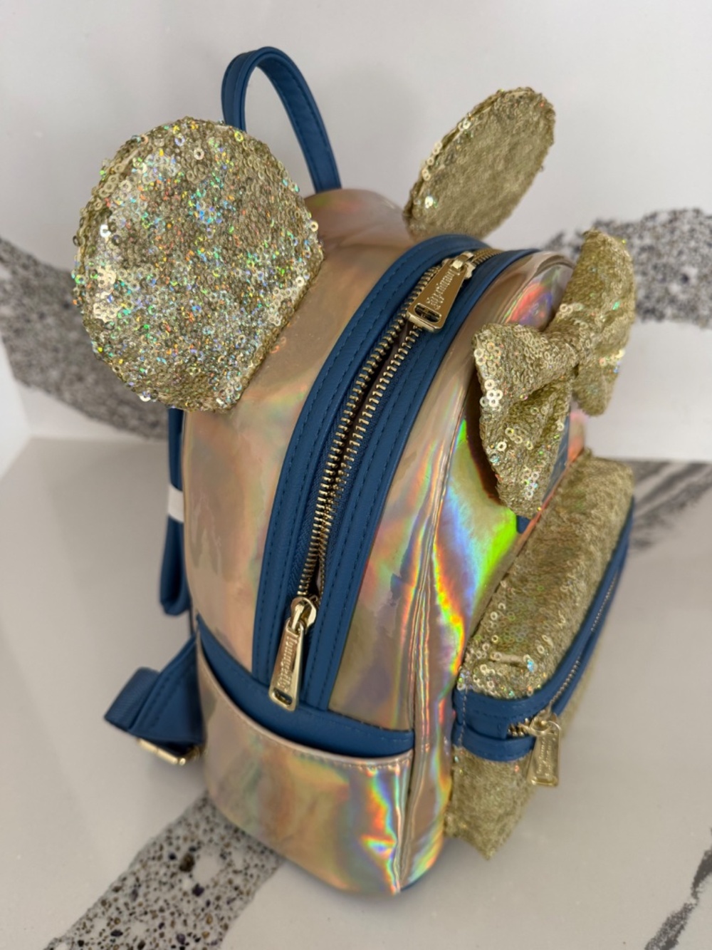 Disney Loungefly Gold and Blue Backpack - Picture 3 of 3